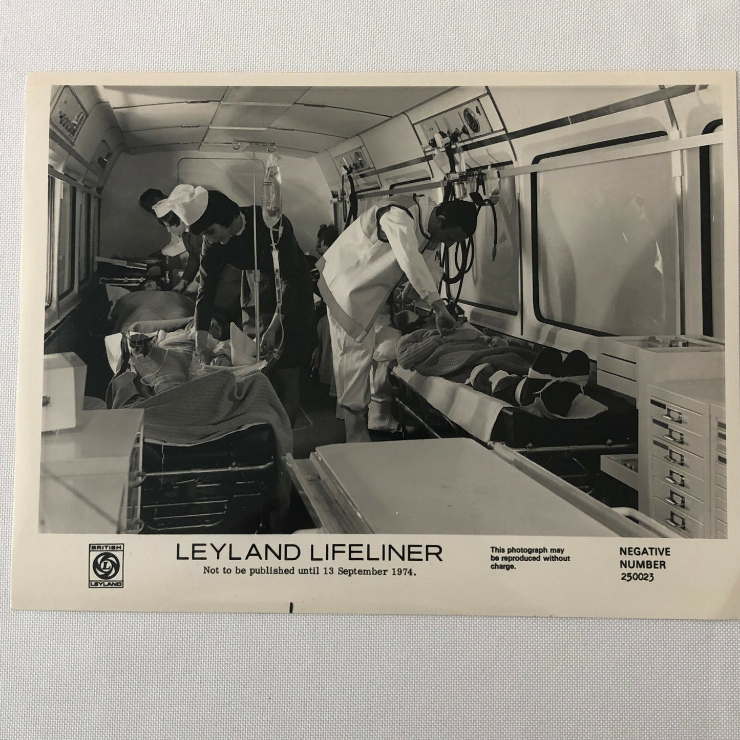 Vintage 1974 Leyland Lifeliner Ambulance Bus Factory Press Photo Photograph 3x