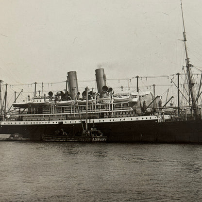 Vintage Ship Boat Press Photo Photograph Print SS Hamburg America Line 1914