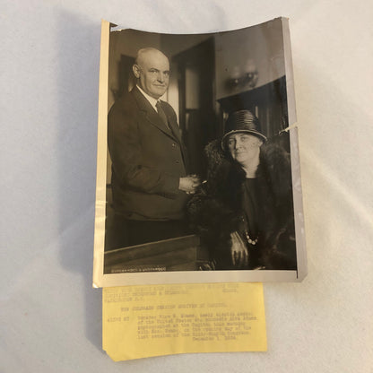 Press Photo Photograph Senator Rice W Means and Wife Colorado 1924 Underwood