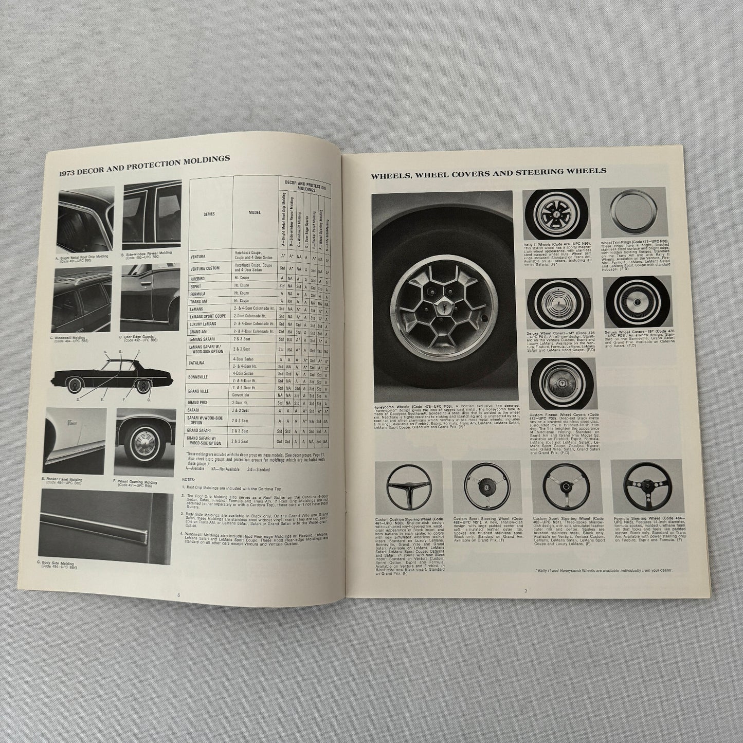 1973 Pontiac ACCESSORIES Sales Brochure Catalog Firebird Ventura GTO Catalina +