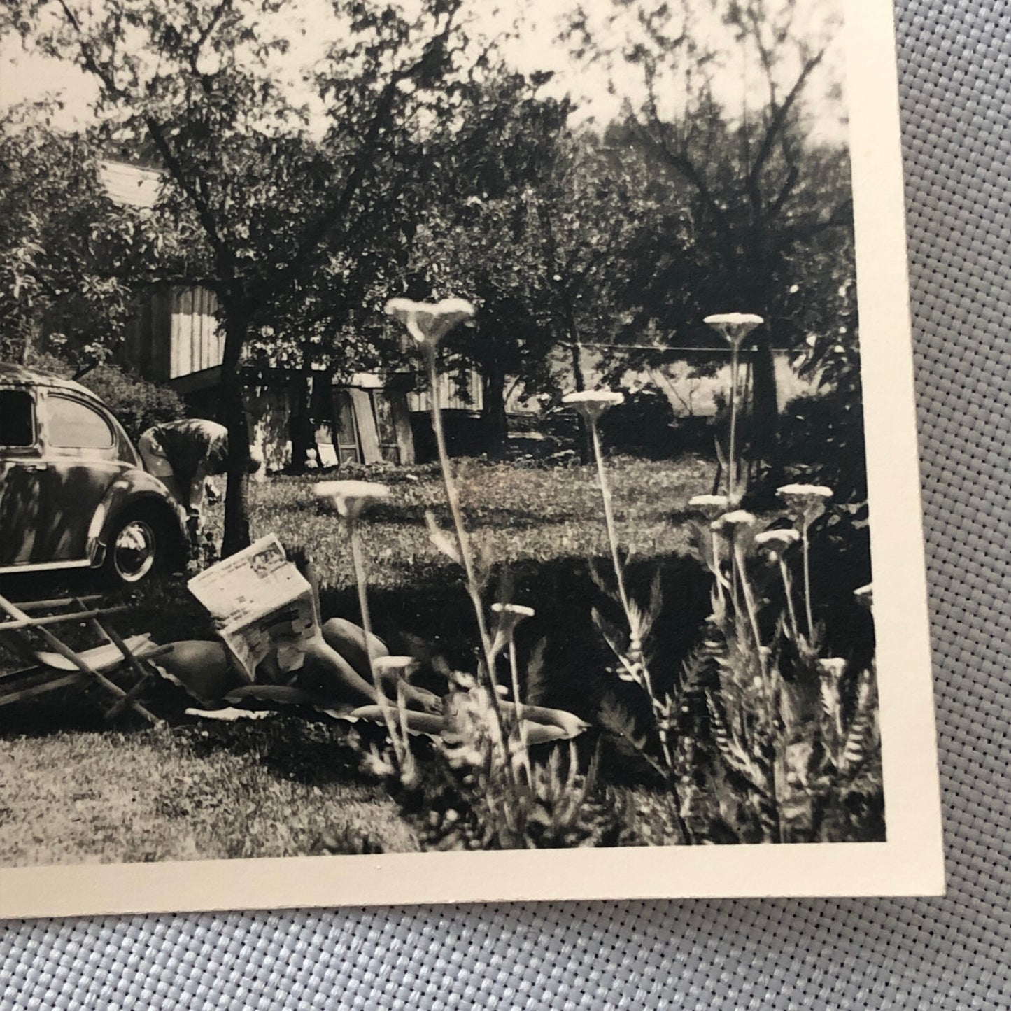 Vintage Photo Photograph Snapshot Man with VW Volkswagen Beetle Bug Car