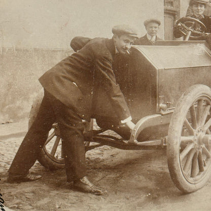 Antique Car Automobile Men Italian Real Photo Postcard RPPC Photograph