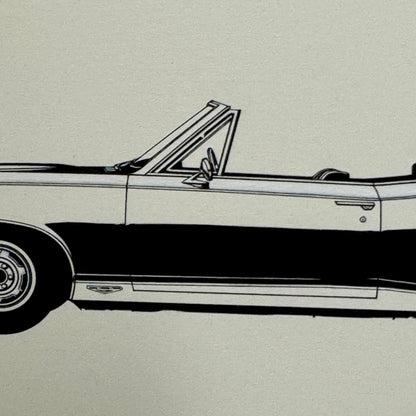 1967 Pontiac GTO Convertible Car Automobile Illustration Art Drawing Hand Drawn