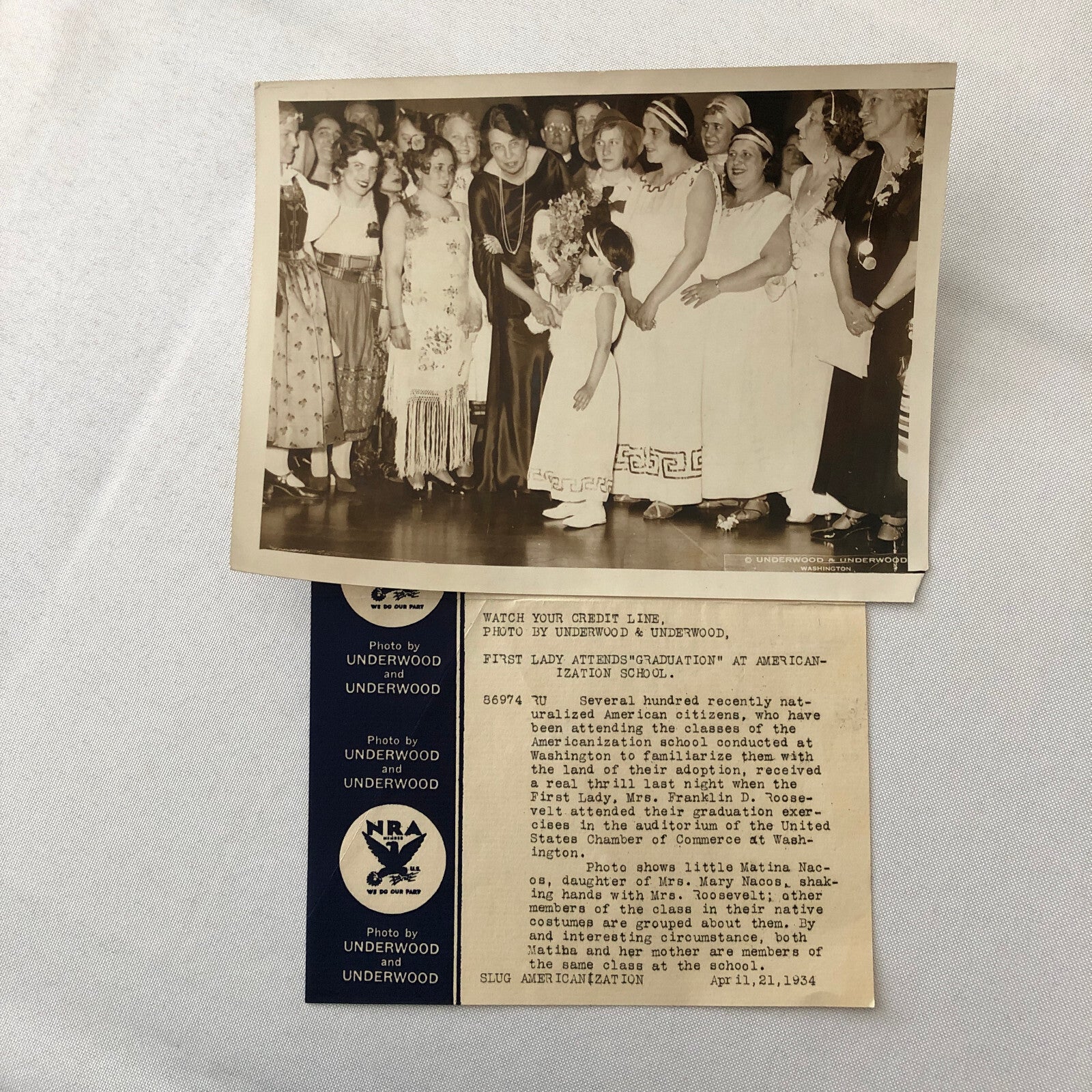 Press Photo Photograph Eleanor Roosevelt First Lady 1934 American School
