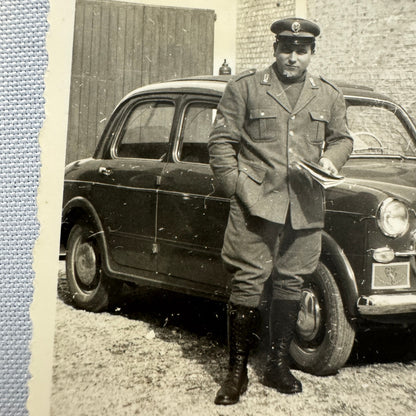 Vintage Photograph Photo Men in Military Uniform with Car Automobile