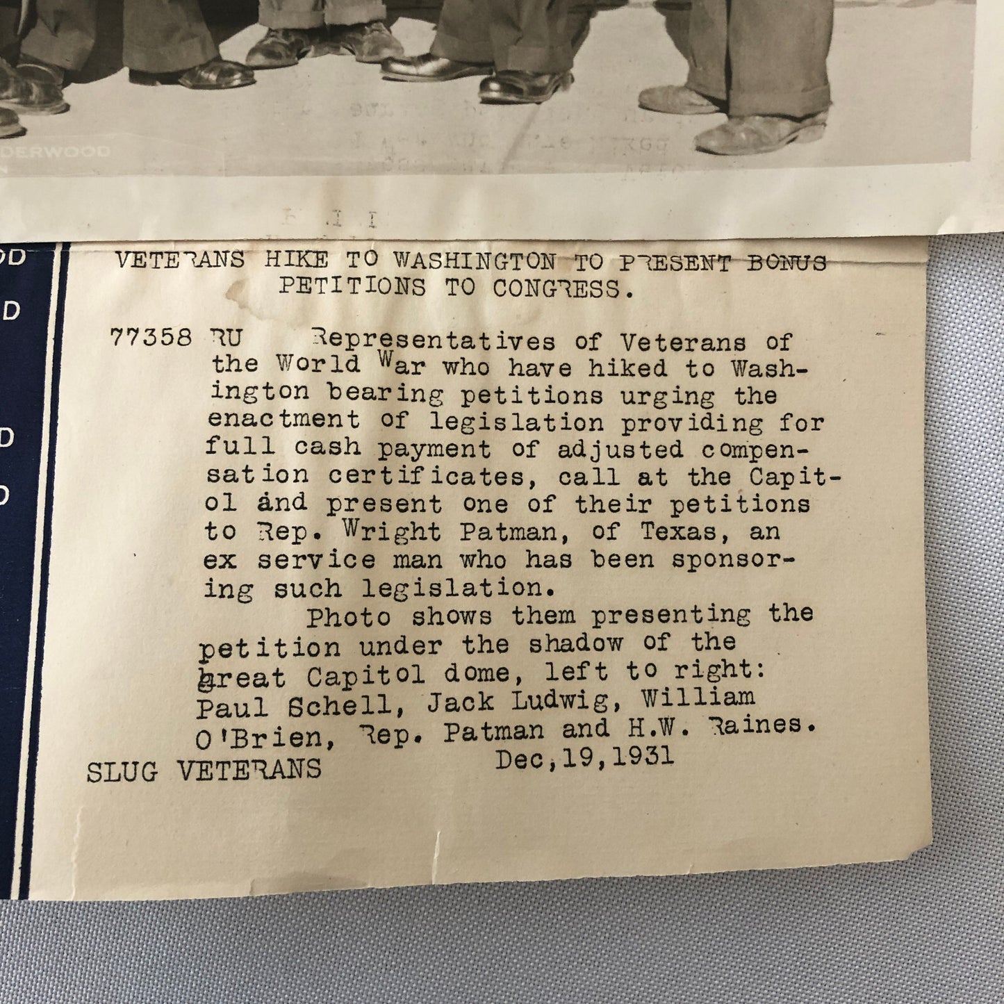 Press Photo Photograph Veterans Lobby Congress For Bonus Pay 1932 Washington