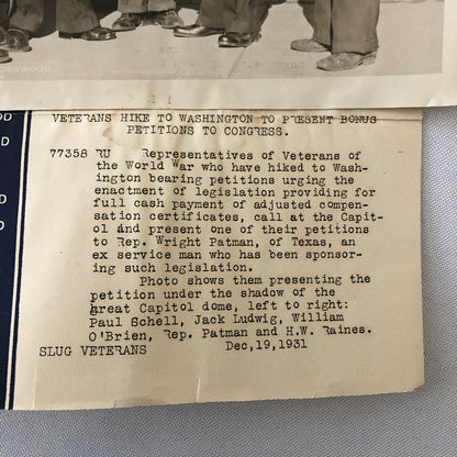 Press Photo Photograph Veterans Lobby Congress For Bonus Pay 1932 Washington