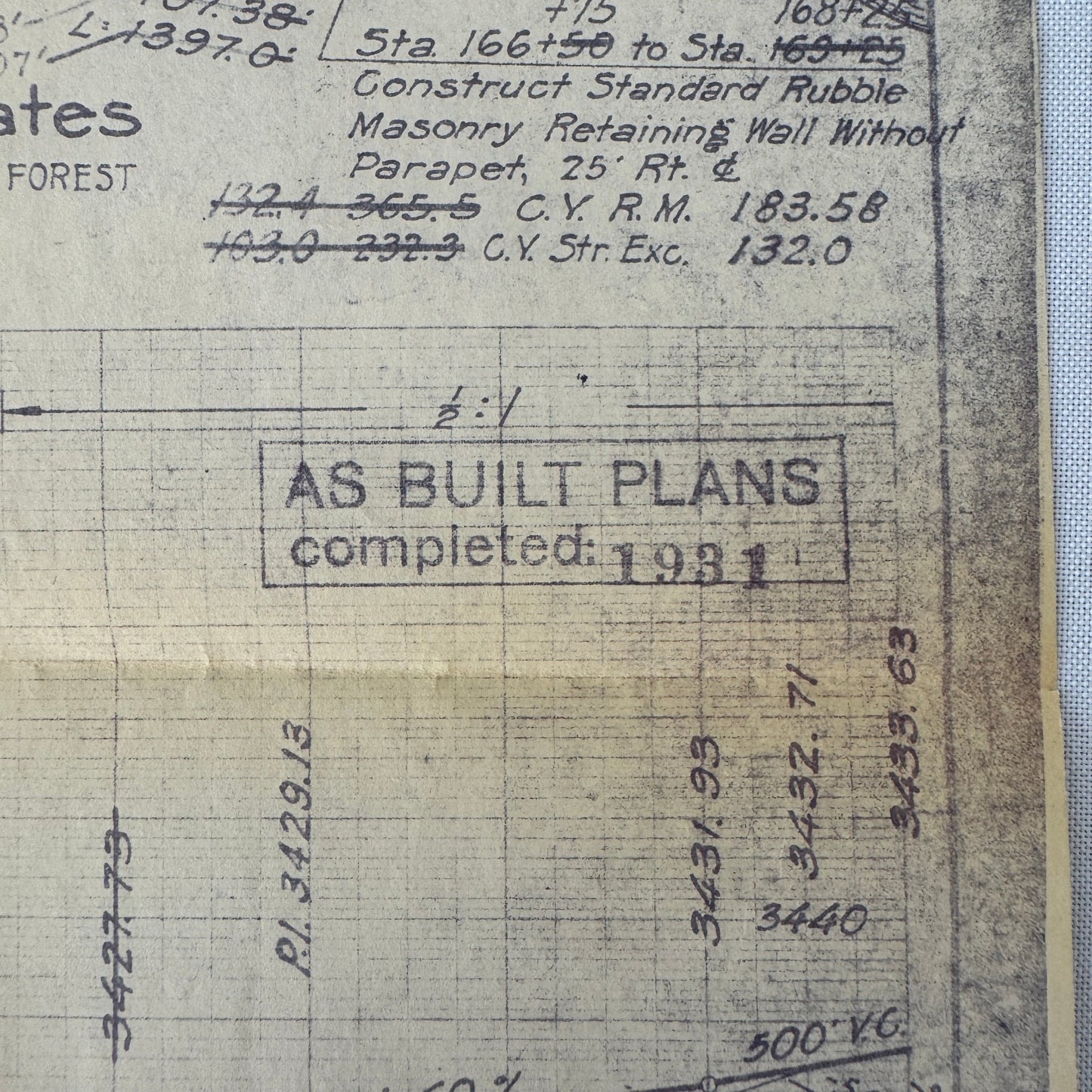 1931 California Highway Dept “As Built” Road Plan Map Blueprint T11N R14E MDB&M