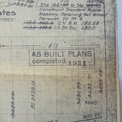 1931 California Highway Dept “As Built” Road Plan Map Blueprint T11N R14E MDB&M