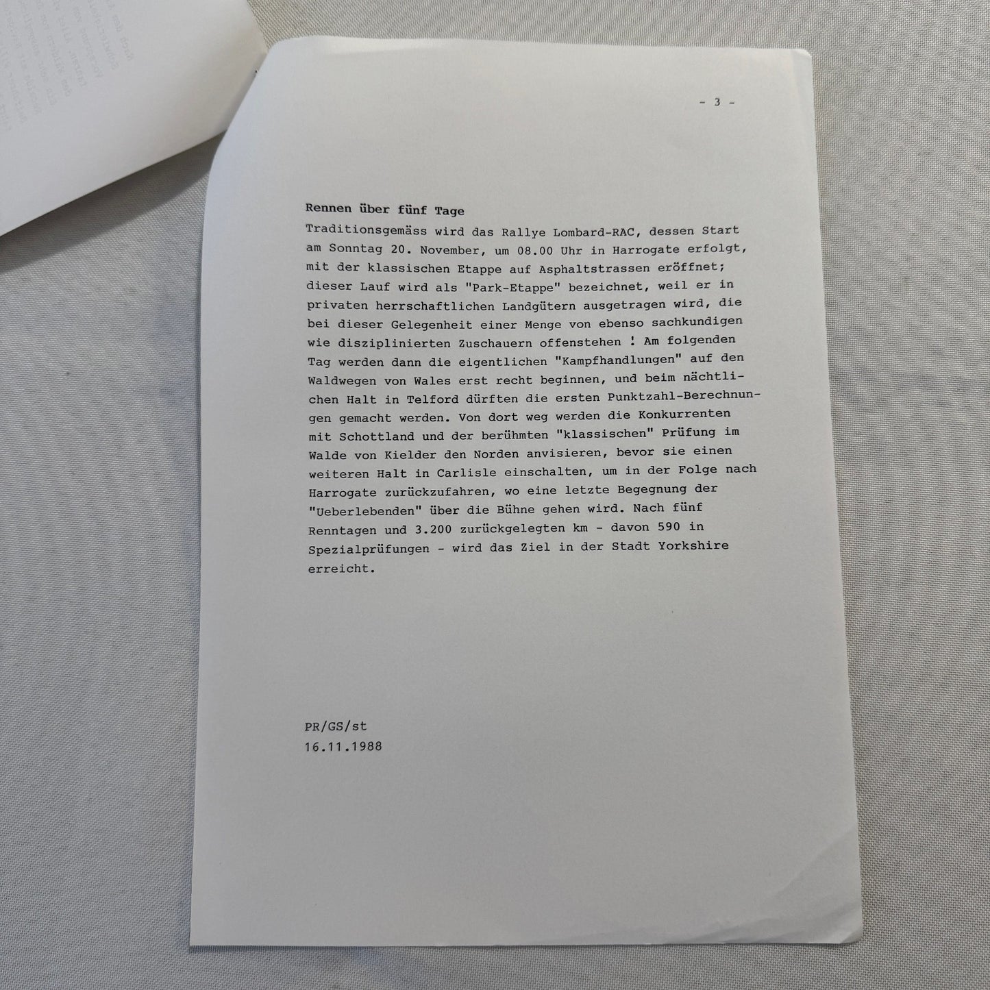 1988 Mazda Rallye Racing Press Release Document Lot 2x Mazda 323 German Text