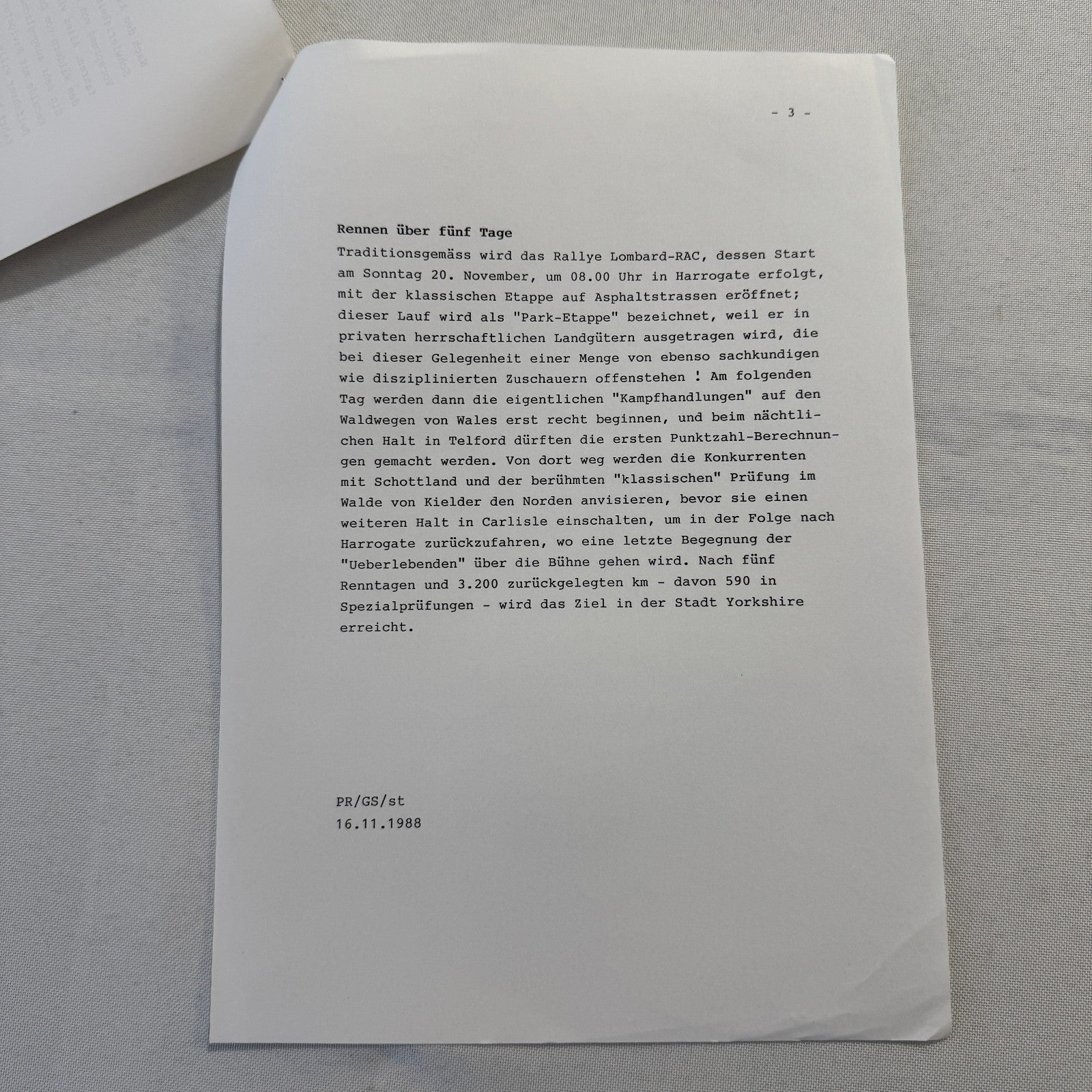 1988 Mazda Rallye Racing Press Release Document Lot 2x Mazda 323 German Text