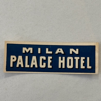 Vintage Hotel Travel Label Milan Italy Palace Hotel Italian