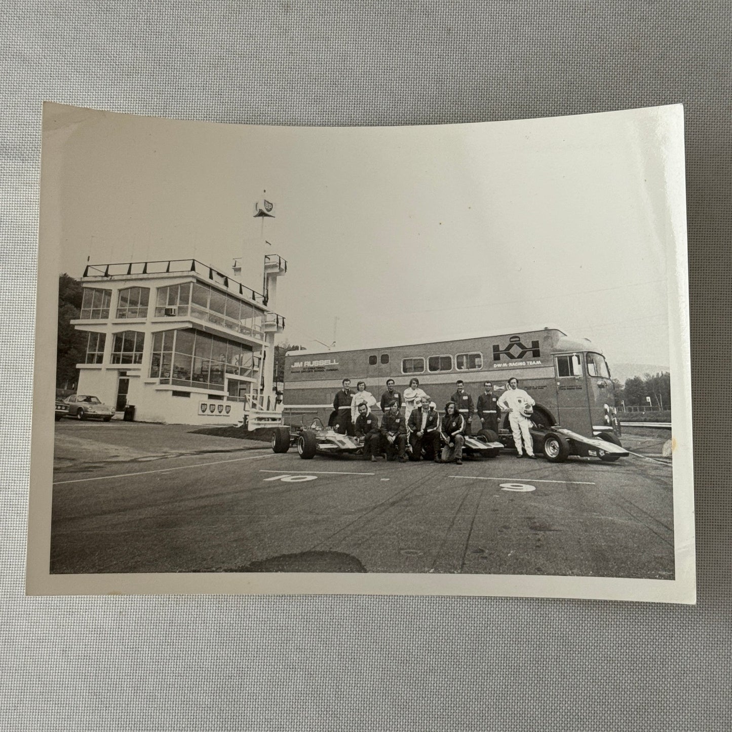 Vintage Car Racing Photo Jim Russell Racing Team Transporter Drivers Photograph
