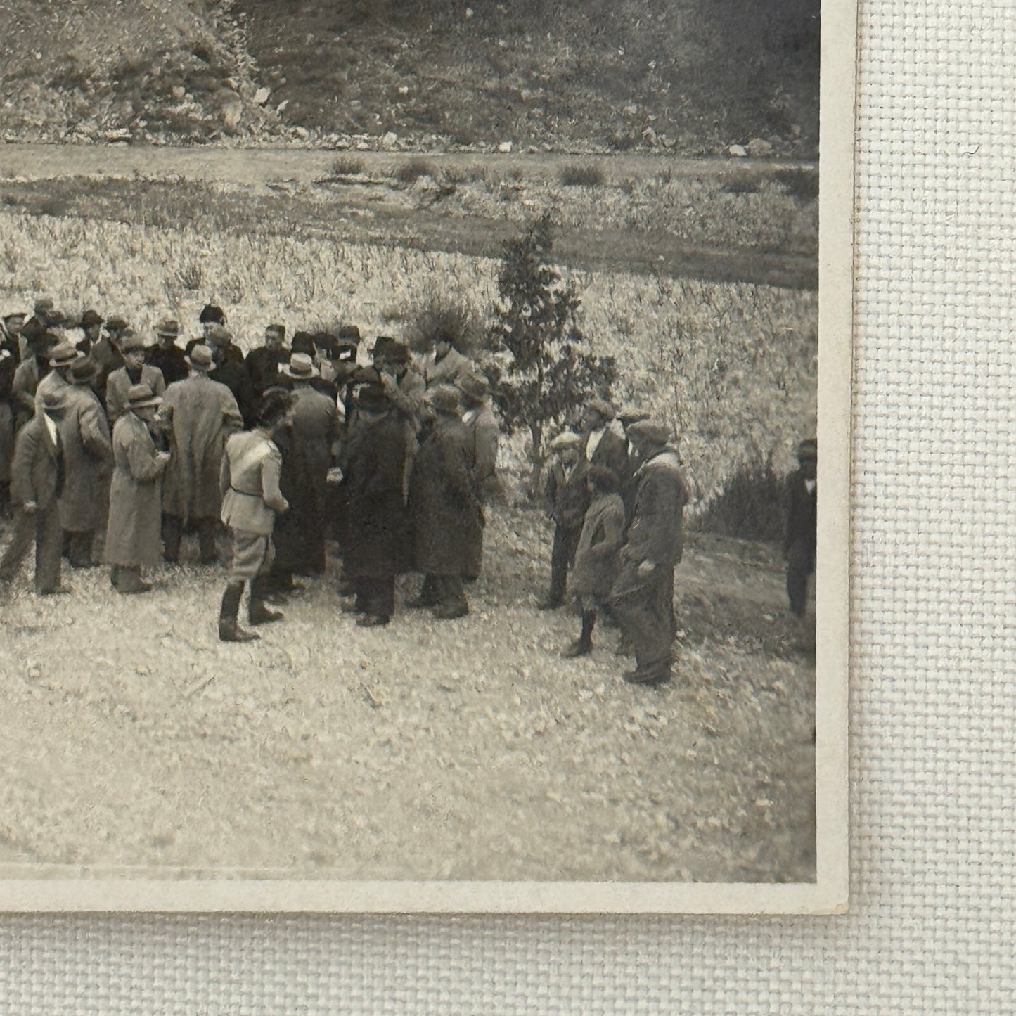 Vintage Photograph Crowd of People with Early Antique Cars Automobiles