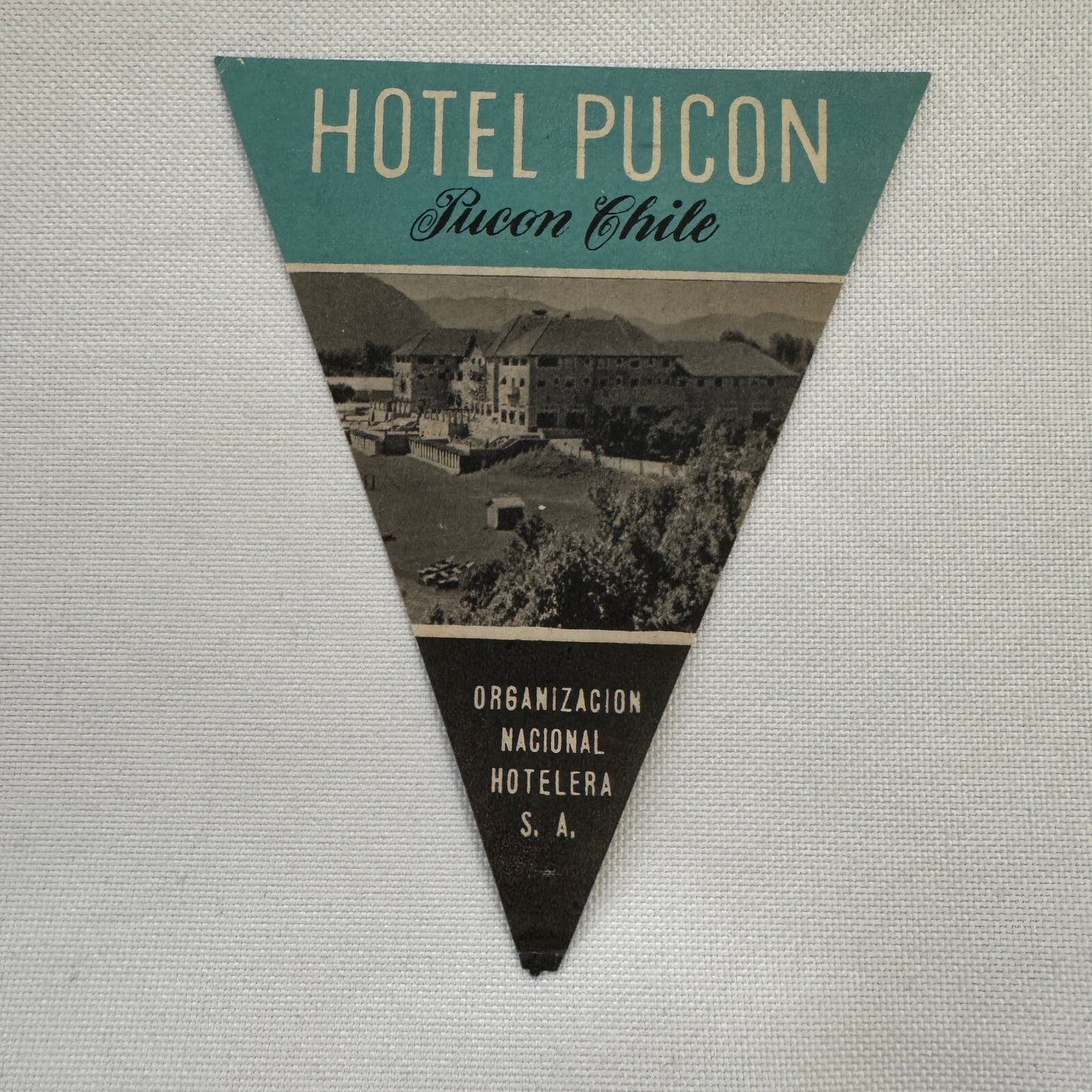 Vintage Travel Luggage Label Hotel Pucon Chile Chilean