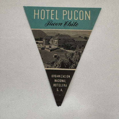 Vintage Travel Luggage Label Hotel Pucon Chile Chilean