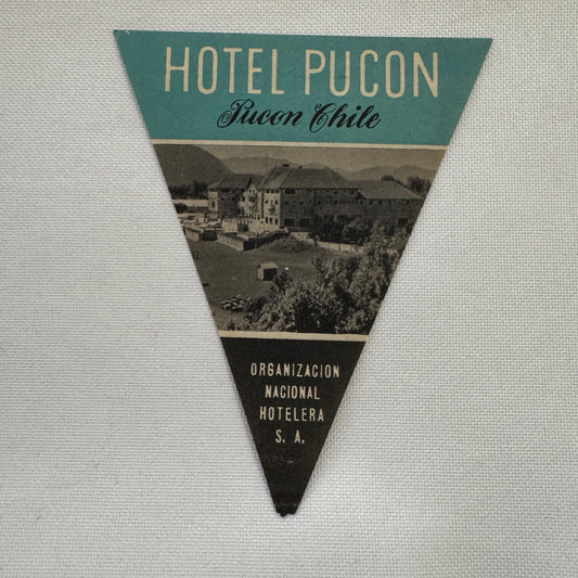 Vintage Travel Luggage Label Hotel Pucon Chile Chilean