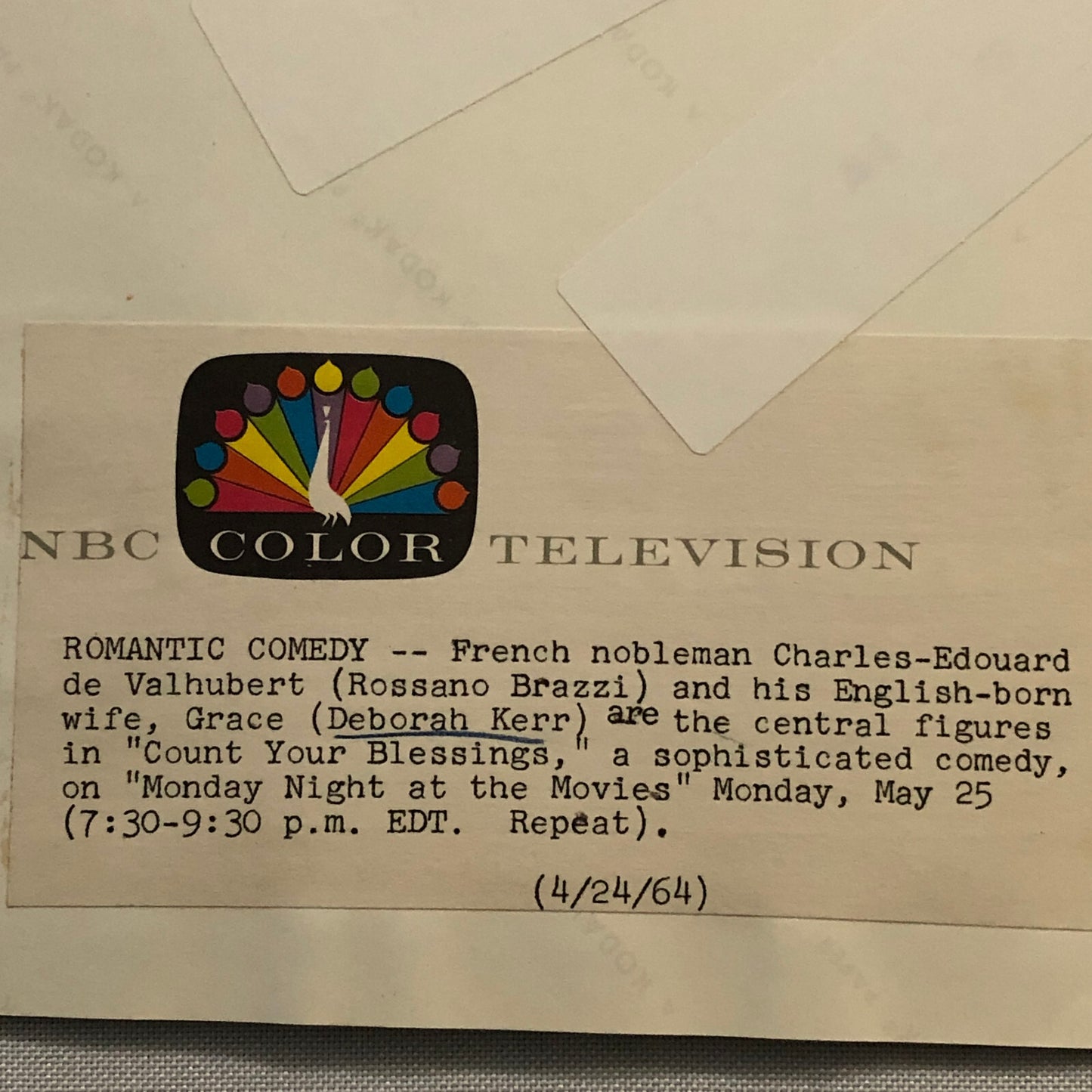 Vintage NBC Television TV Show Press Photo Photograph Count Your Blessings 1964