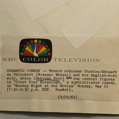 Vintage NBC Television TV Show Press Photo Photograph Count Your Blessings 1964