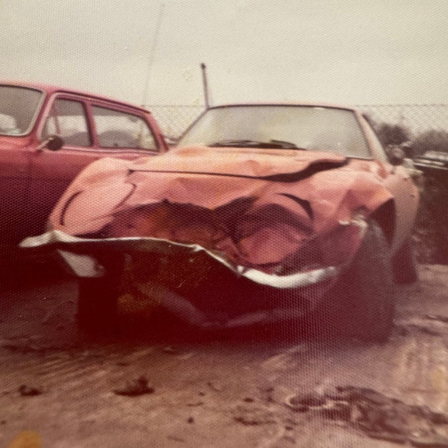 Opel GT Wreck Crash Wrecked Accident Photo Photograph Print Lot 2x