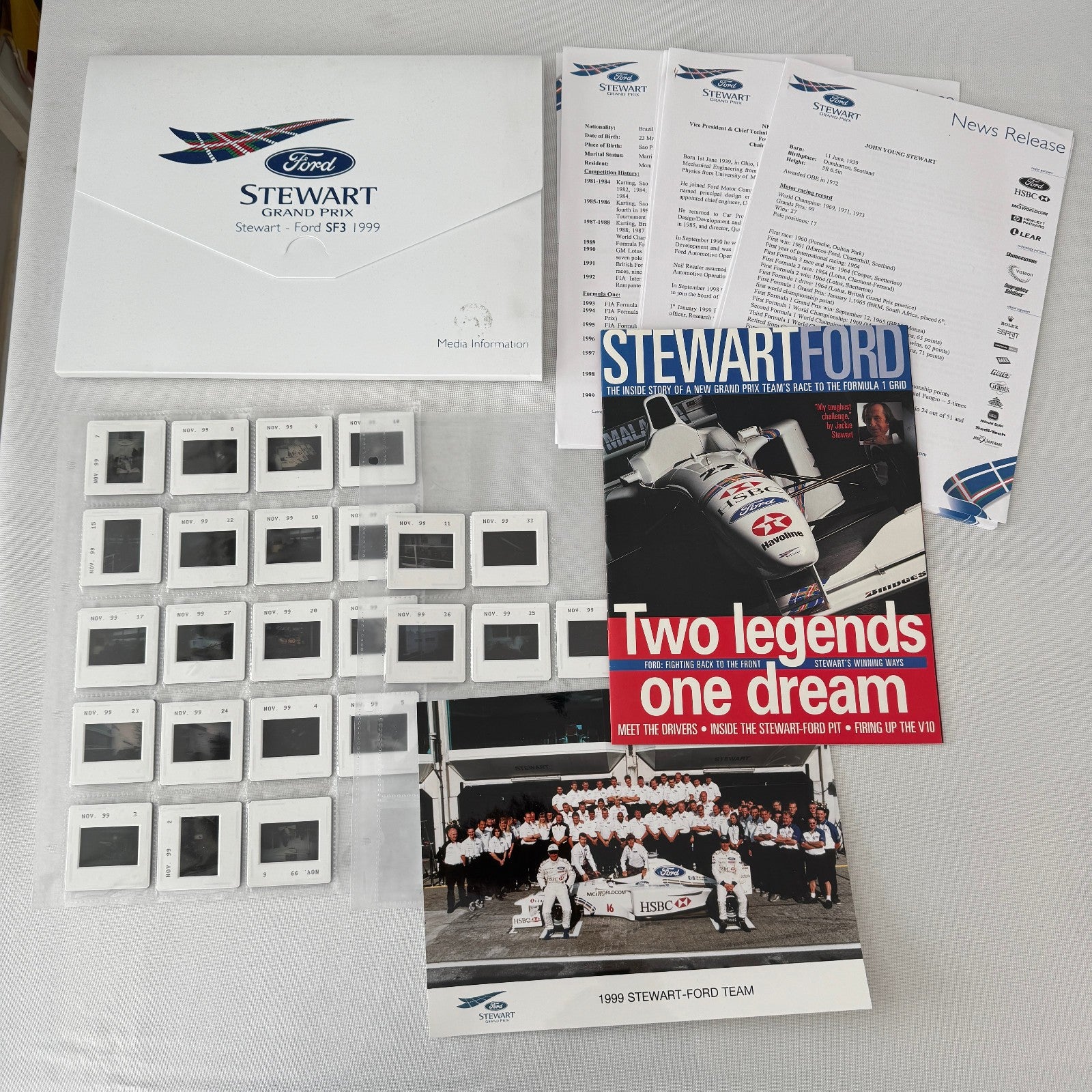 1999 Ford Jackie Stewart Racing Team SF3 Press Kit 35mm Slides Brochure Photos