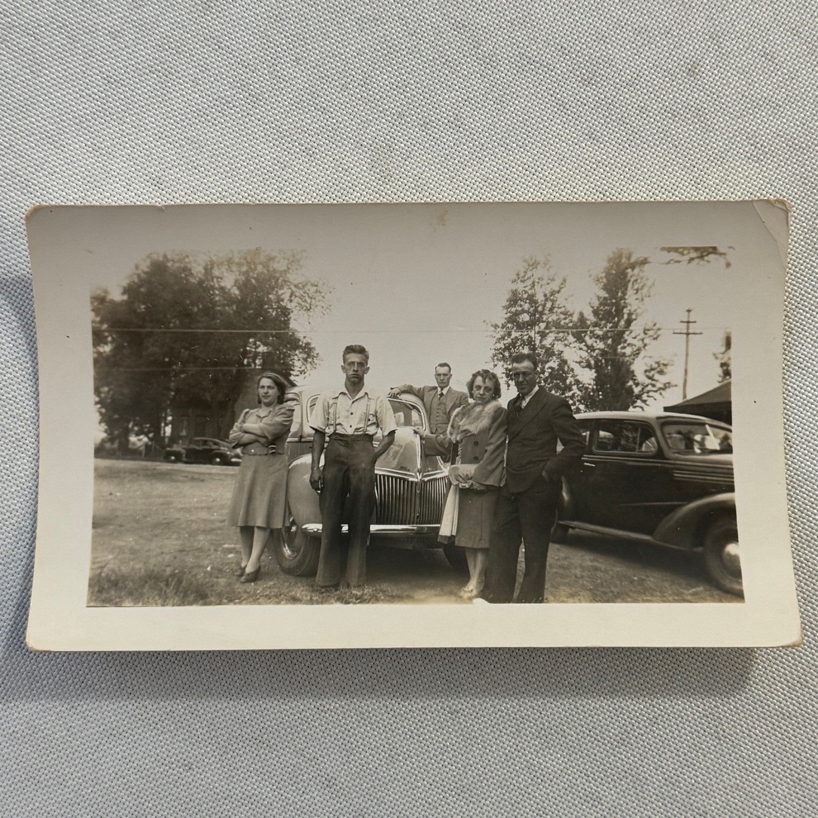 Vintage Photo Photograph Print People with Car Automobile