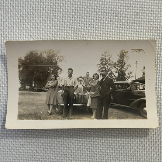 Vintage Photo Photograph Print People with Car Automobile