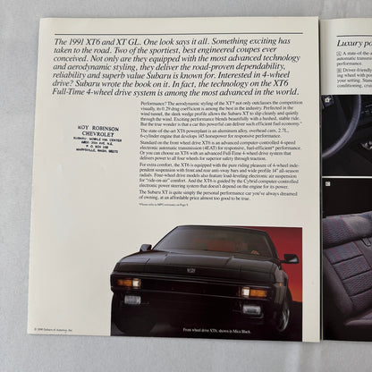 1991 Subaru XT Series Car Sales Brochure Catalog Vintage Advertising Coupe