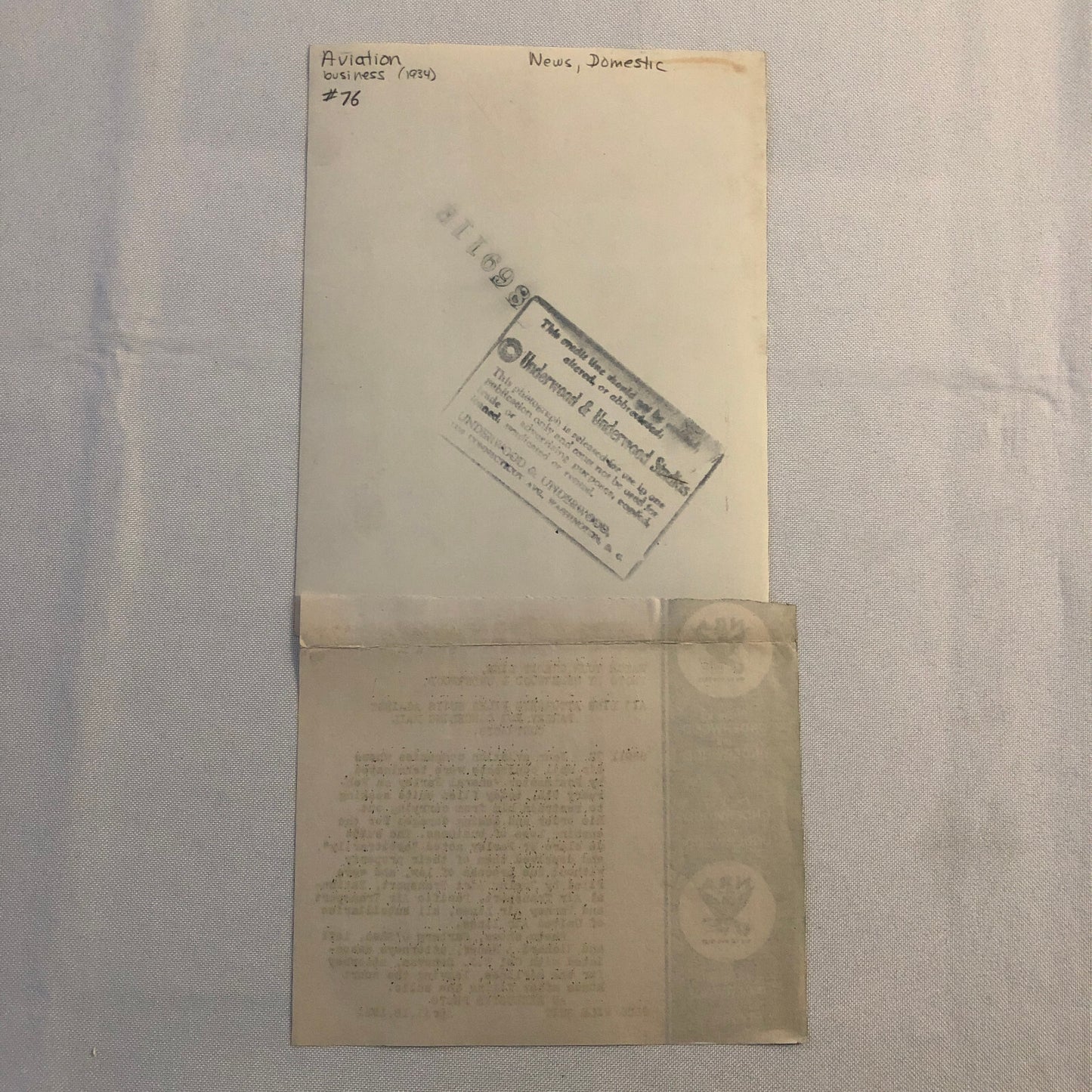 Press Photo Photograph Cancelled Airmail Contracts Lawsuit Underwood & Underwood