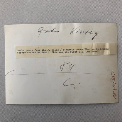 Vintage Lotus Elan Racing Photo Photograph Print J Holme and B Wheble