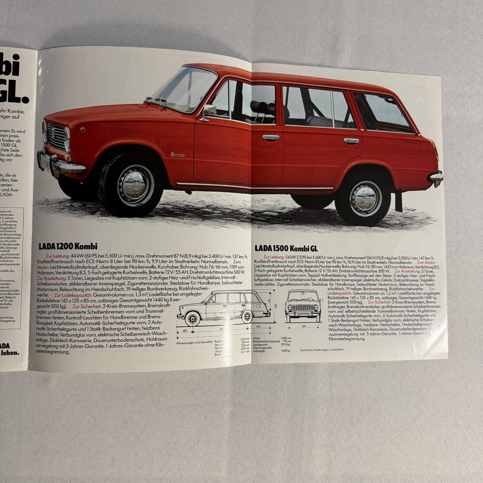 Lada 1200 and 1500 GL Car Sales Brochure Catalog Advertising German Text Vintage