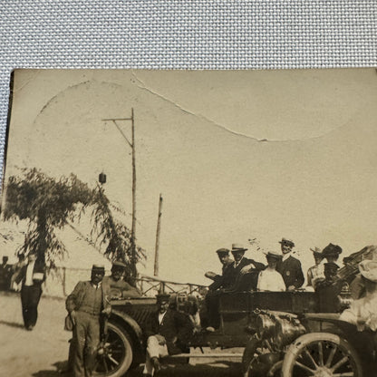 Vintage Real Photo Postcard RPPC People with Early Automobile Car Vehicle