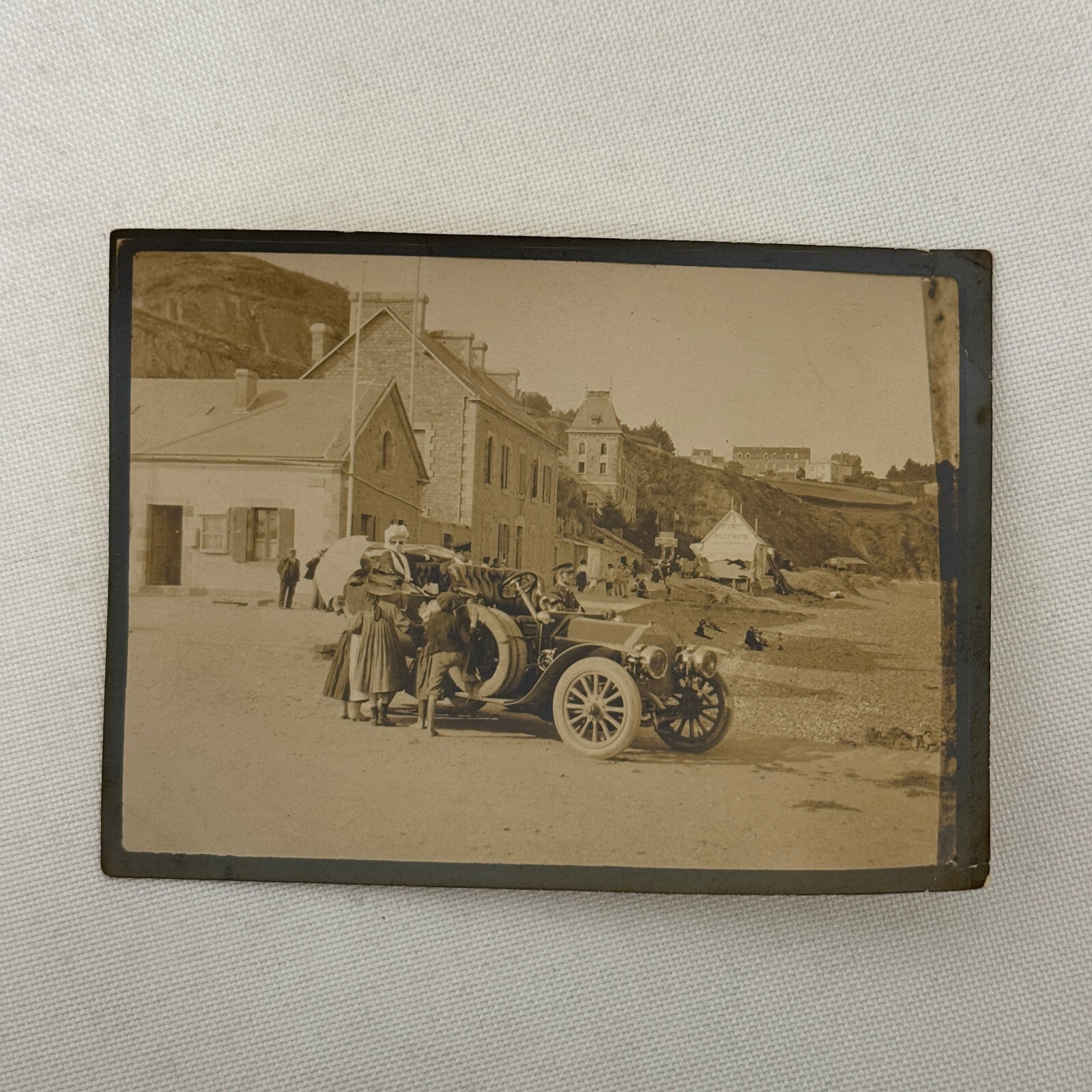 Vintage Photograph Photo Antique People with Early Automobile