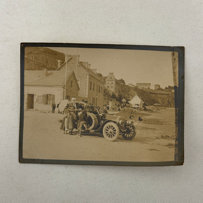 Vintage Photograph Photo Antique People with Early Automobile