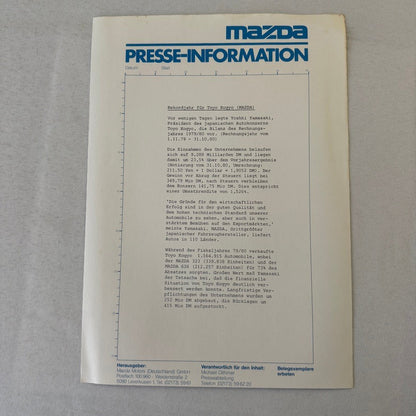 1981 Mazda RX-7 Press Kit Brochure Photos GERMAN Mazda RX7 RX 7 Sports Car