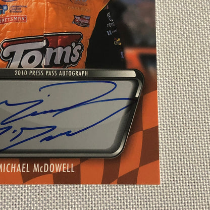 2010 Press Pass Authentics Michael McDowell Auto Autograph Signed Card NASCAR