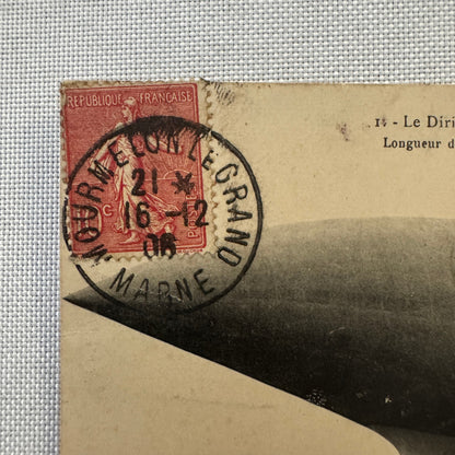Vintage Zeppelin Airship Dirigible Postcard Post Card French Le Lebaudy