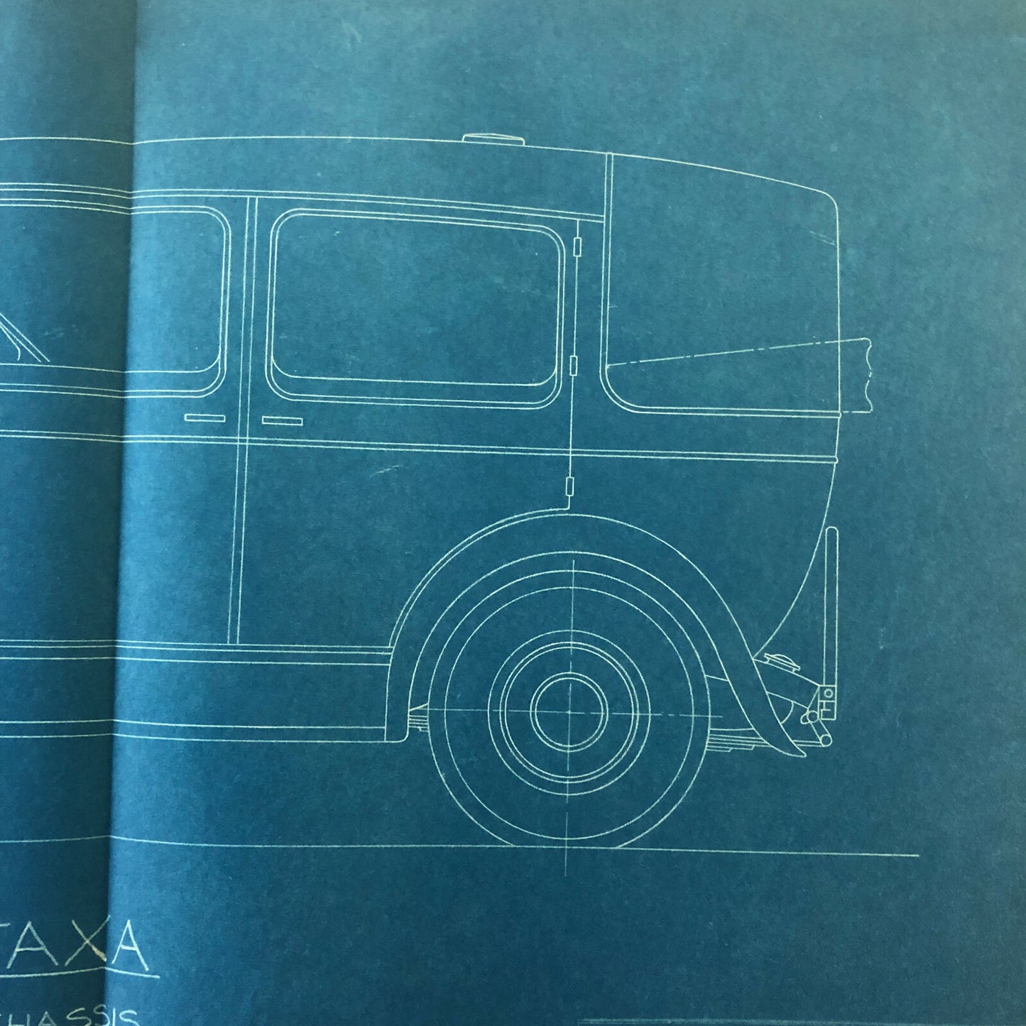 1932 Coachbuilder Car Design Blueprint Rendering Blue Print Taxi Body Style