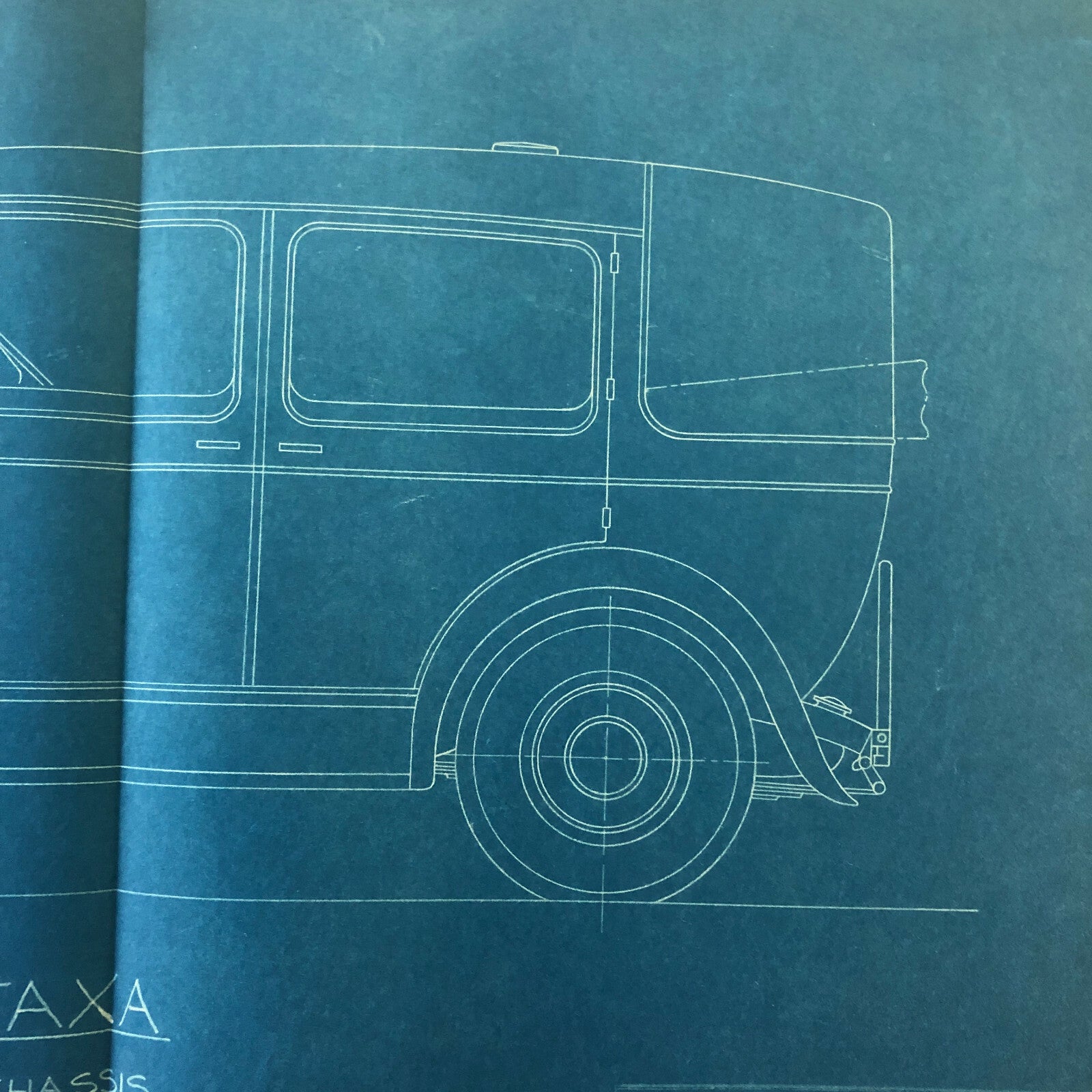 1932 Coachbuilder Car Design Blueprint Rendering Blue Print Taxi Body Style