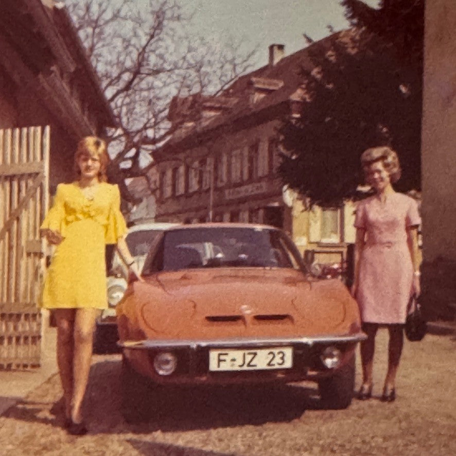Opel GT Car Automobile Women Photo Photograph Snapshot Print Vintage