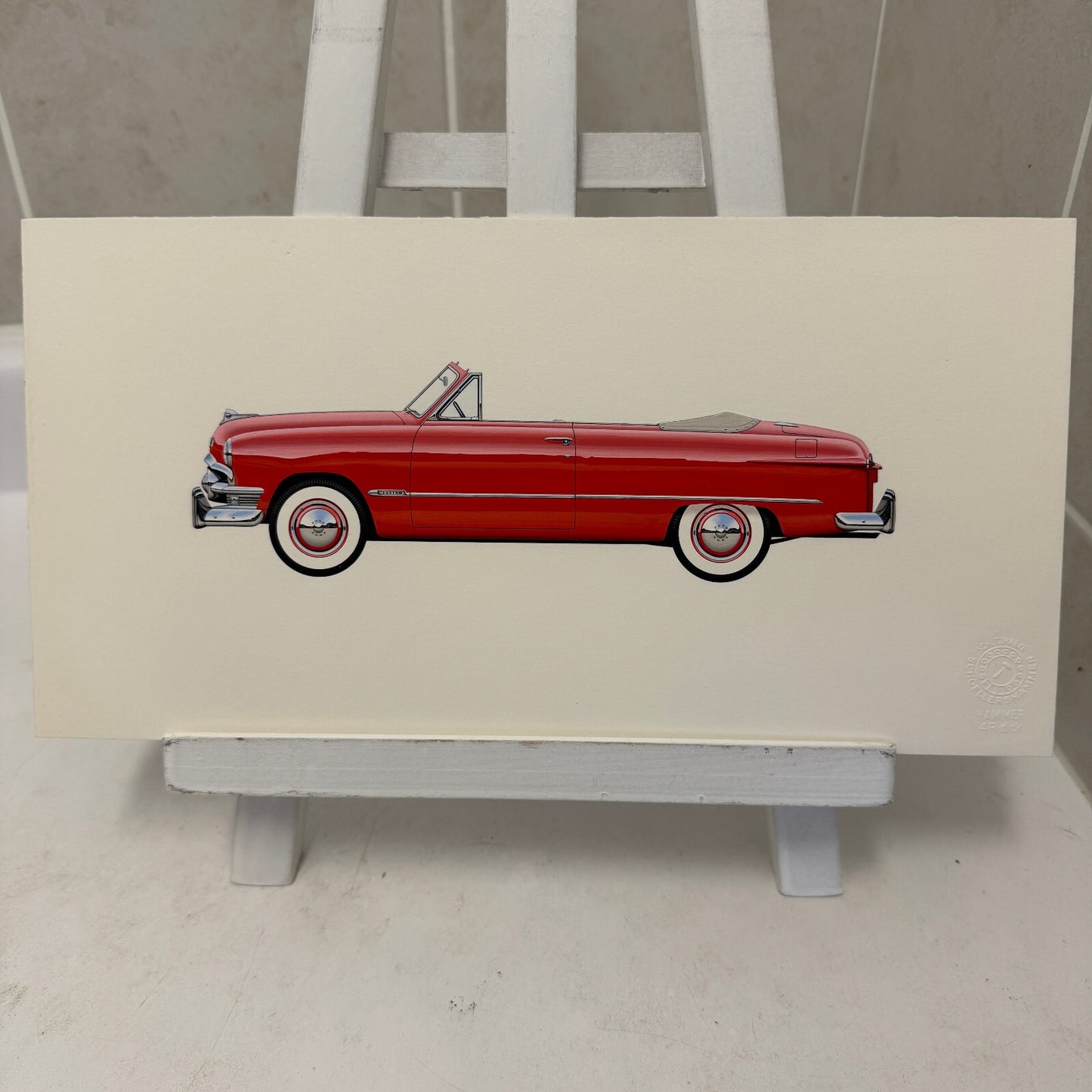 1950 Ford Custom Convertible Club Coupe Car Illustration Art Drawing Hand Drawn