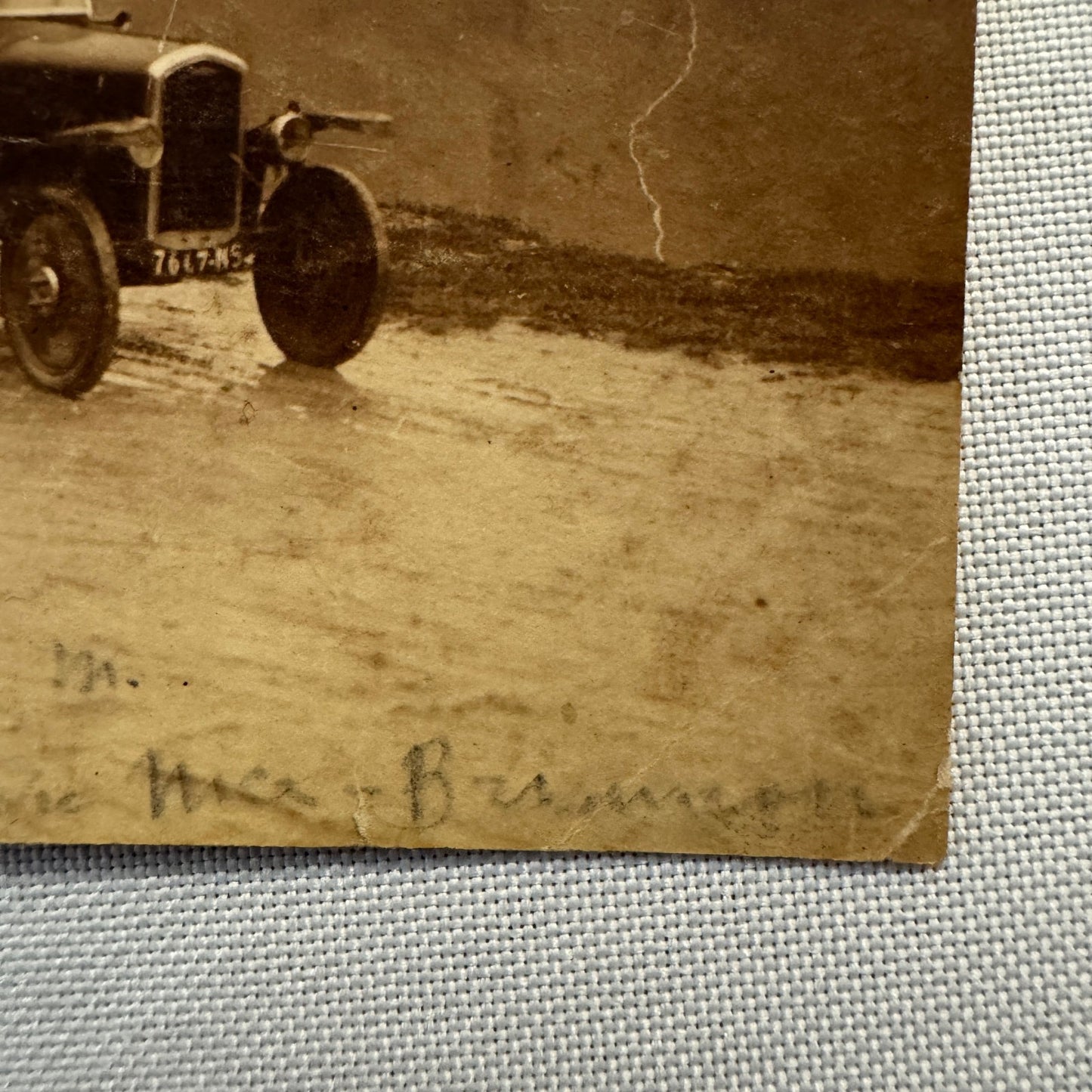 Vintage Photo Photograph Print Man with Early Car Automobile European