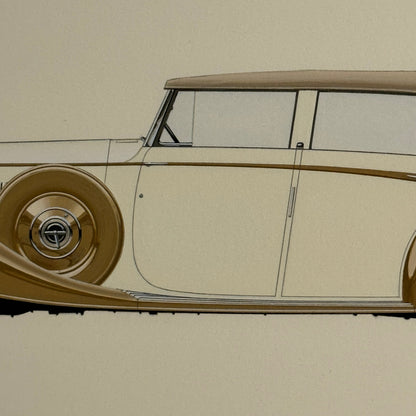 1938 Rolls Royce Phantom III Thrupp & Maberly Illustration Hand Drawn Art