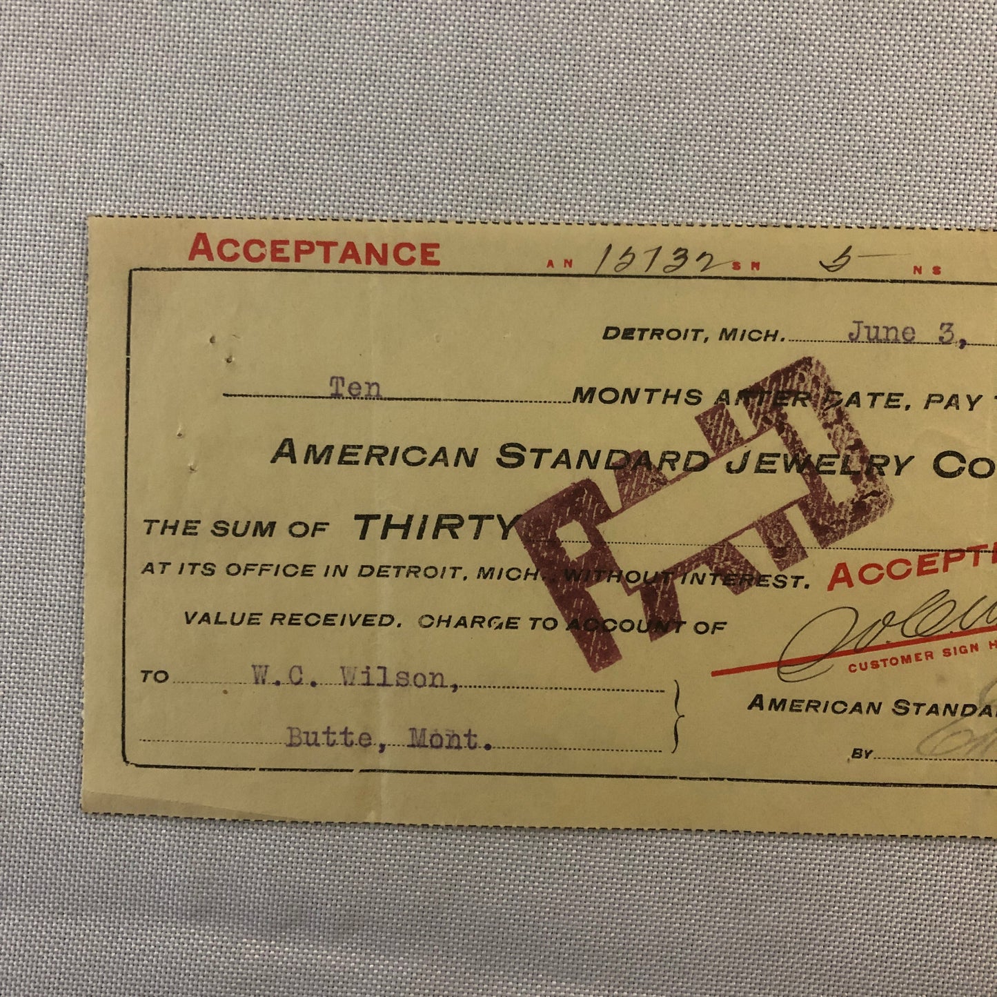 American Standard Jewelry Company Document Ephemera Lot 2x 1909