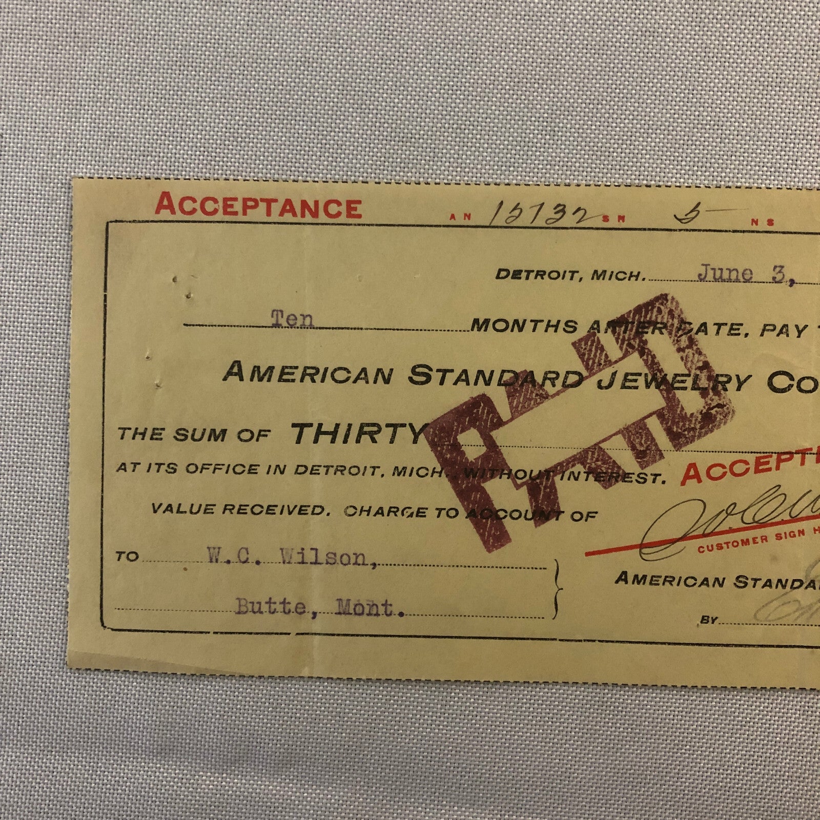 American Standard Jewelry Company Document Ephemera Lot 2x 1909