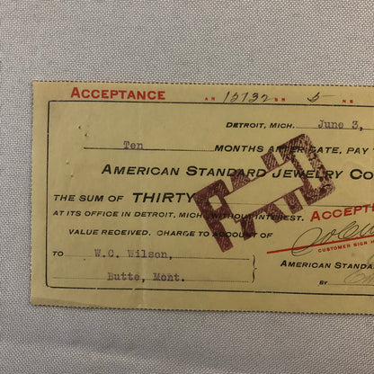 American Standard Jewelry Company Document Ephemera Lot 2x 1909