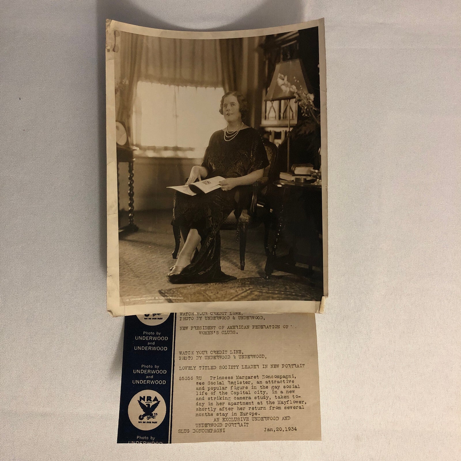 Press Photo Photograph Princess Margaret Boncompagni 1934 Underwood & Underwood
