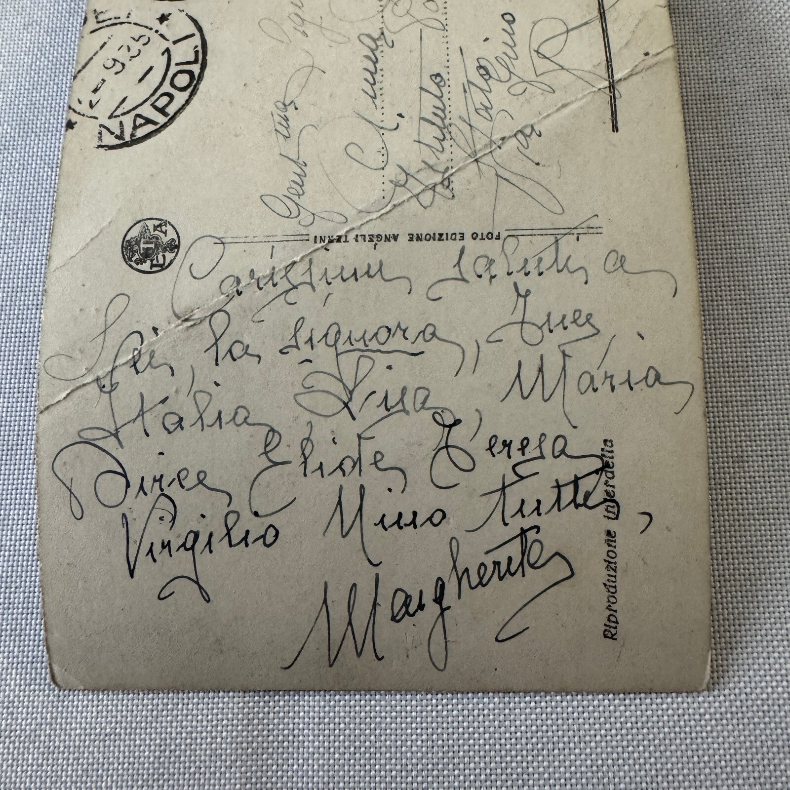 Vintage Italian Postcard Post Card Napoli Della Borsa Naples Italy Automobile