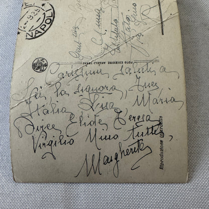 Vintage Italian Postcard Post Card Napoli Della Borsa Naples Italy Automobile