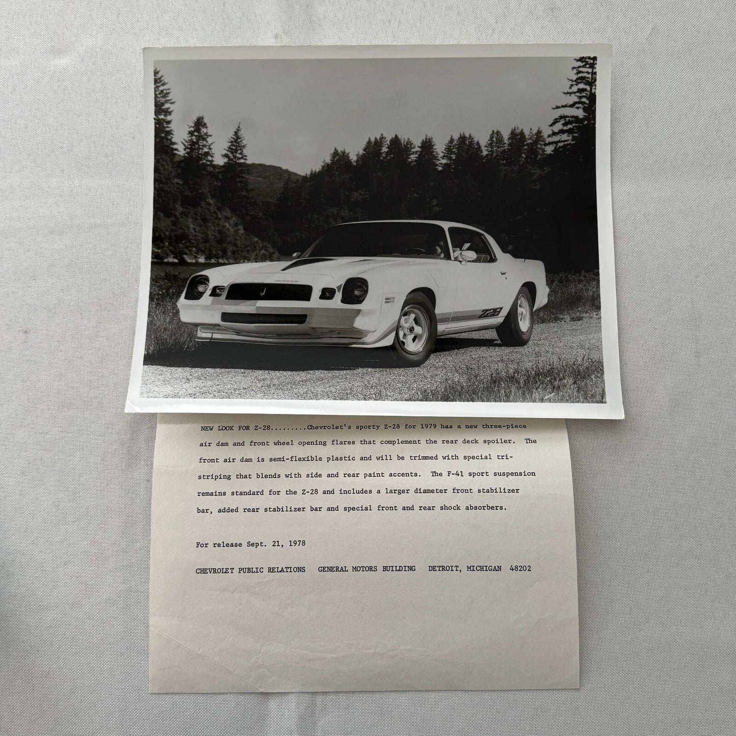 1979 Chevrolet Camaro Z28 Factory Press Publicity Photo Photograph Chevy